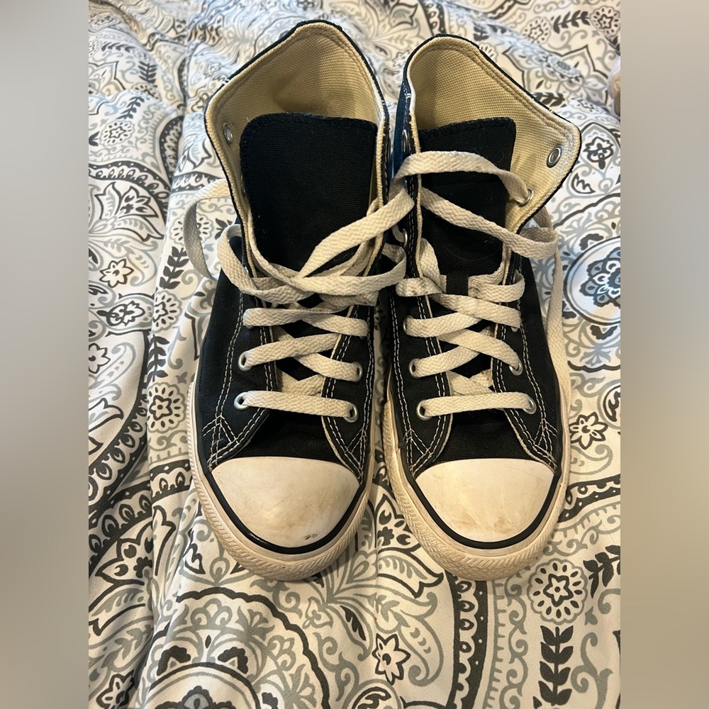 Converse Cream and Black High-Tops
